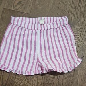 Crewcuts Pink & White Striped Ruffle-Trim Shorts